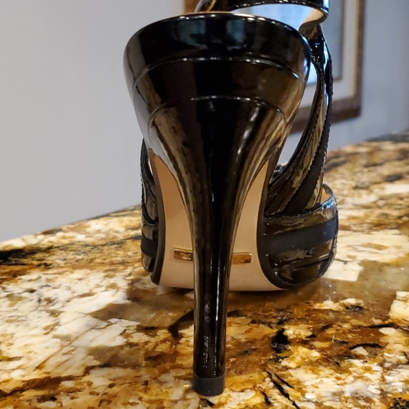 Cole Haan Nike Air Black Patent Open Toe Sling Bac - Picture 9 of 9